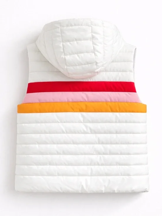 Sundance Dandelion Puffer Vest Cream with Red, Pink & Yellow Stripes Size Large - Picture 5 of 7